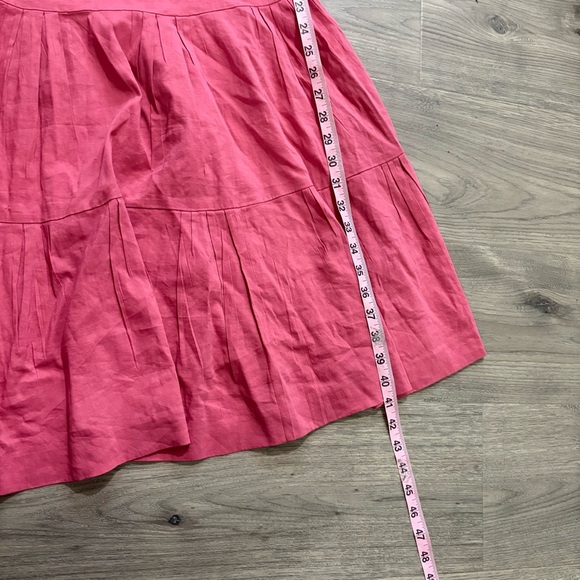 Theory Coral Pink Linen Blend Haldena Crunch Midi Dress Sz 4 Preppy Peasant - Picture 8 of 10